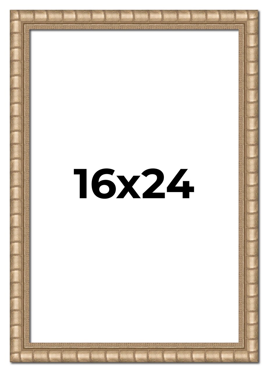 16x24 Modern Bamboo Picture Frame with UV-Resistant Acrylic & Acid Free Backing, Available in 5 Finishes - Gold, Silver, Brown, Black, and Natural